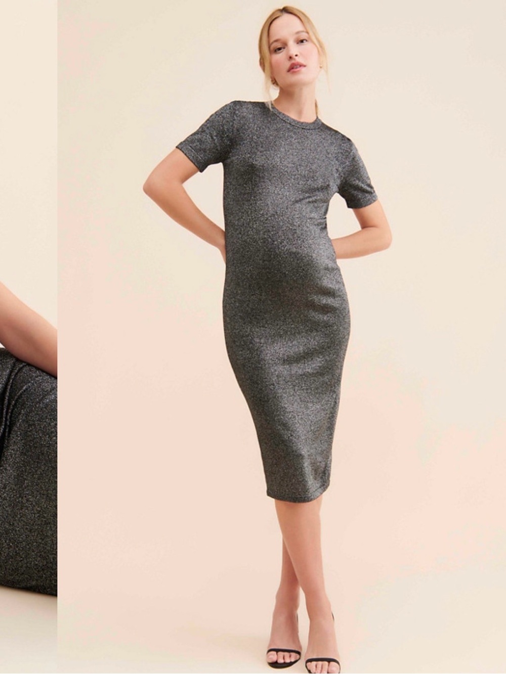 Hatch Lurex Eliza Dress in Shimmering Black and Silver